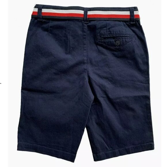 NEW Tommy Hilfiger Boys Youth Chino Uniform Shorts Adjustable Waist Belted Navy - Picture 4 of 5